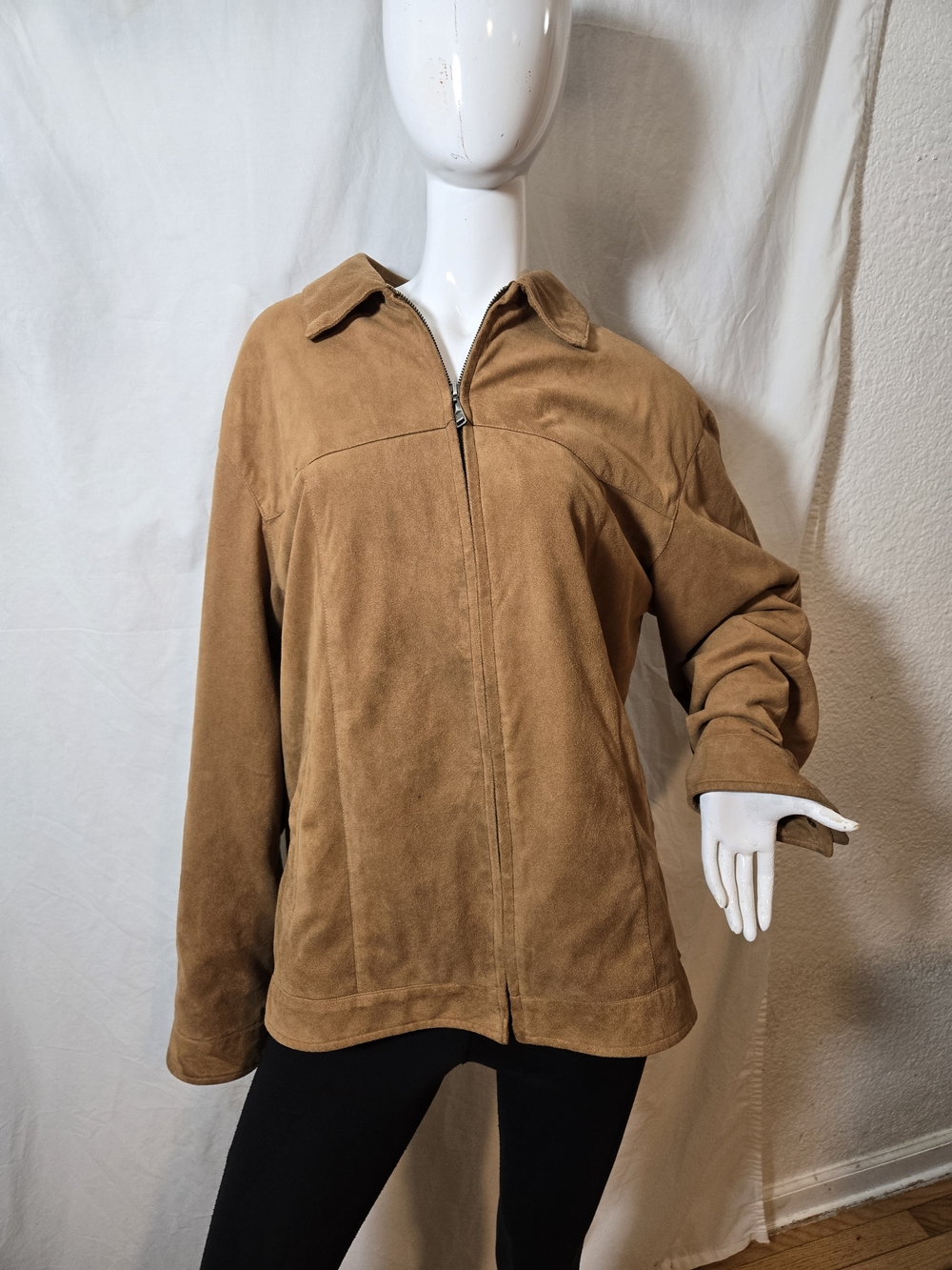 Gian Fabio Ferri Collection, Camel Suede Zip-Front Jacket,